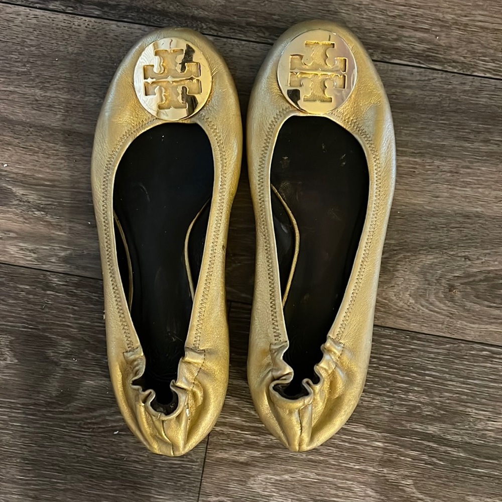 Gold Tory Burch Flats